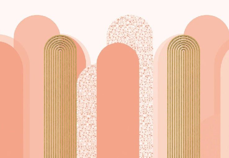 Graphic art deco wallpaper in pink