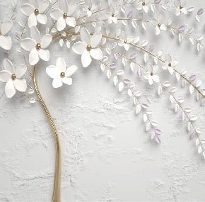3D panoramic trompe l'oeil flowering tree wallpaper