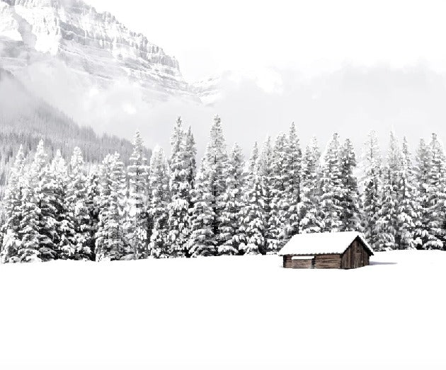 Panoramic mountain chalet wallpaper