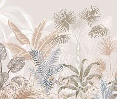 Panoramic terracotta jungle wallpaper