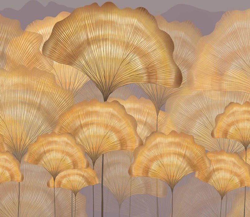 Contemporary ochre ginkgo wallpaper