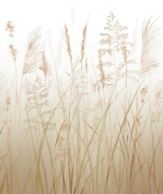 Beige wheat field bathroom wallpaper