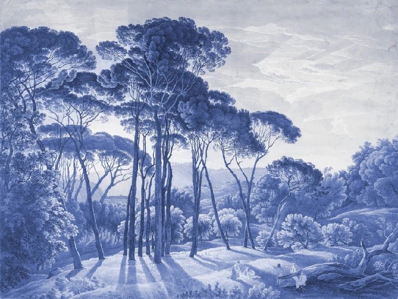 Italian historical landscape wallpaper blue