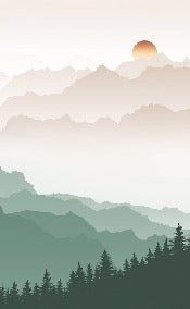 Mountain in mist wallpaper terracotta