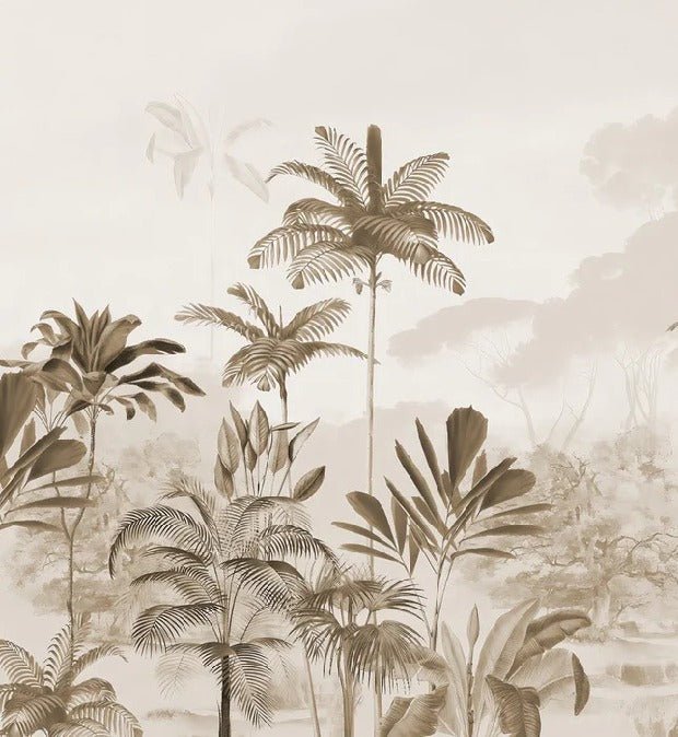 Panoramic jungle eden sepia wallpaper