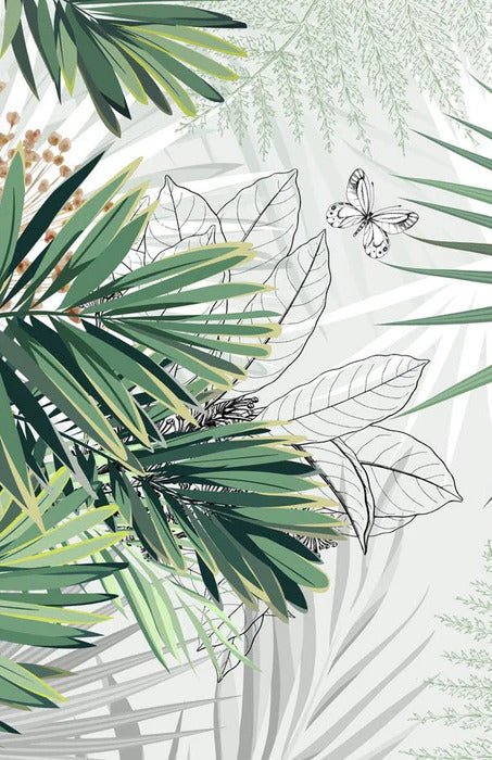Papier peint panoramique nature green palm, XXL, tendance
