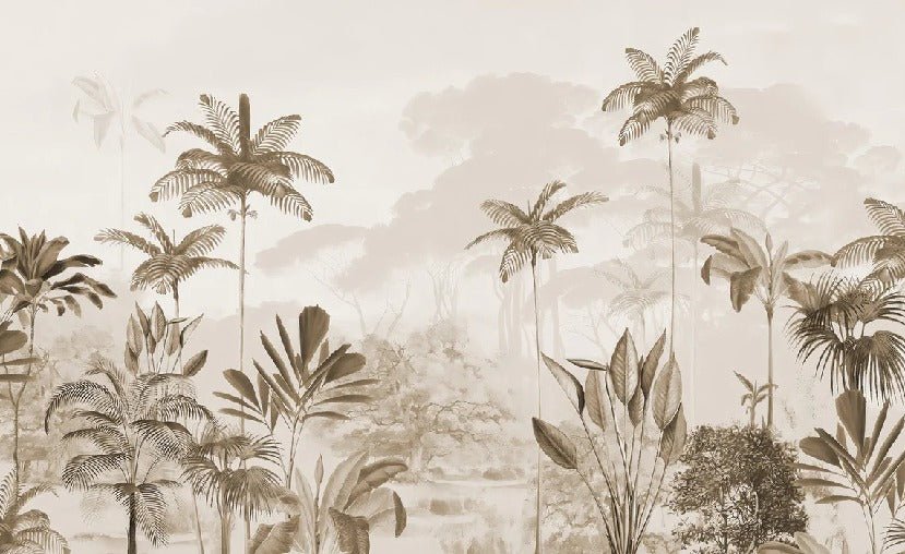 Panoramic jungle eden sepia wallpaper