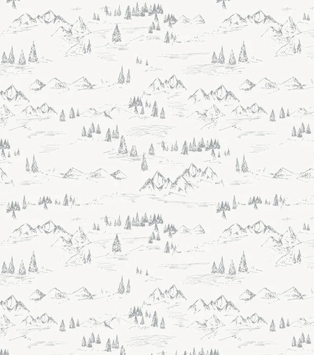 Mountain and fir tree illustration wallpaper