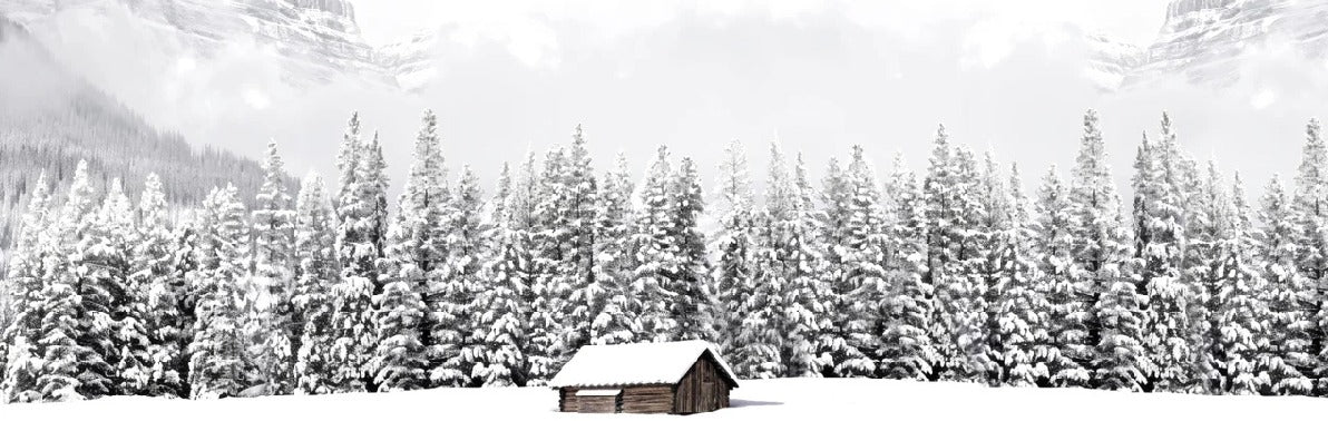 Panoramic mountain chalet wallpaper