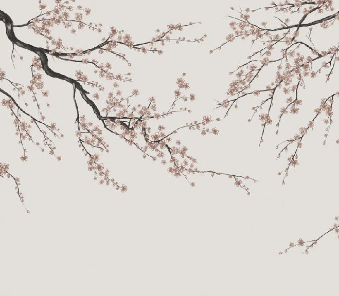 Sakura beige panoramic wallpaper