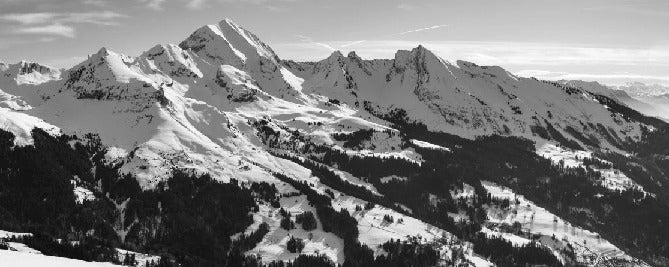 Papier peint montagne noir et blanc les Aravis, XXL, tendance