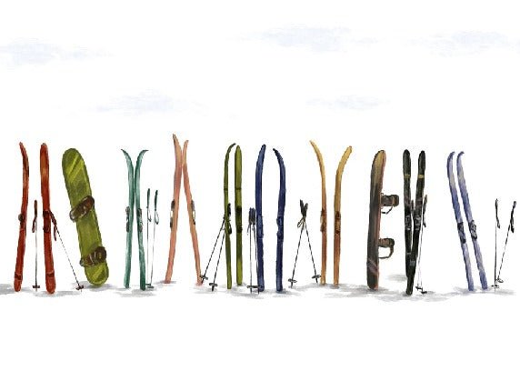 Panoramic wallpaper colorful skis