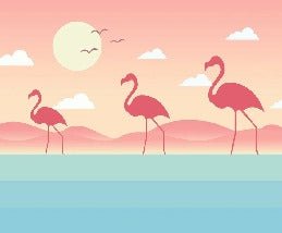 Tropical pink flamingo children's wallpaper