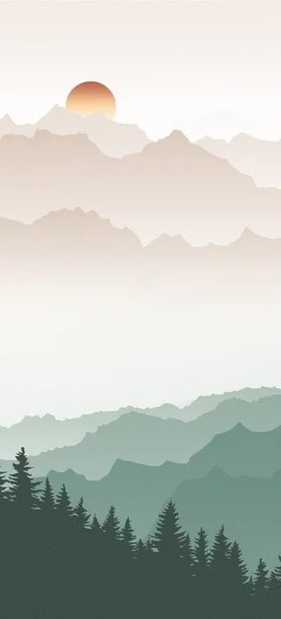 Mountain in mist wallpaper terracotta
