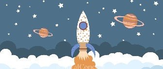 Children's bedroom wallpaper rocket universe space