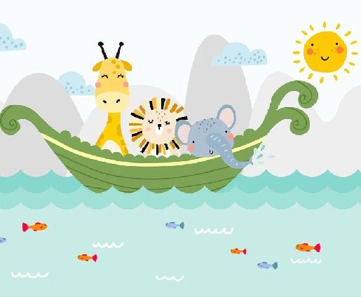 Baby room wallpaper boat animals