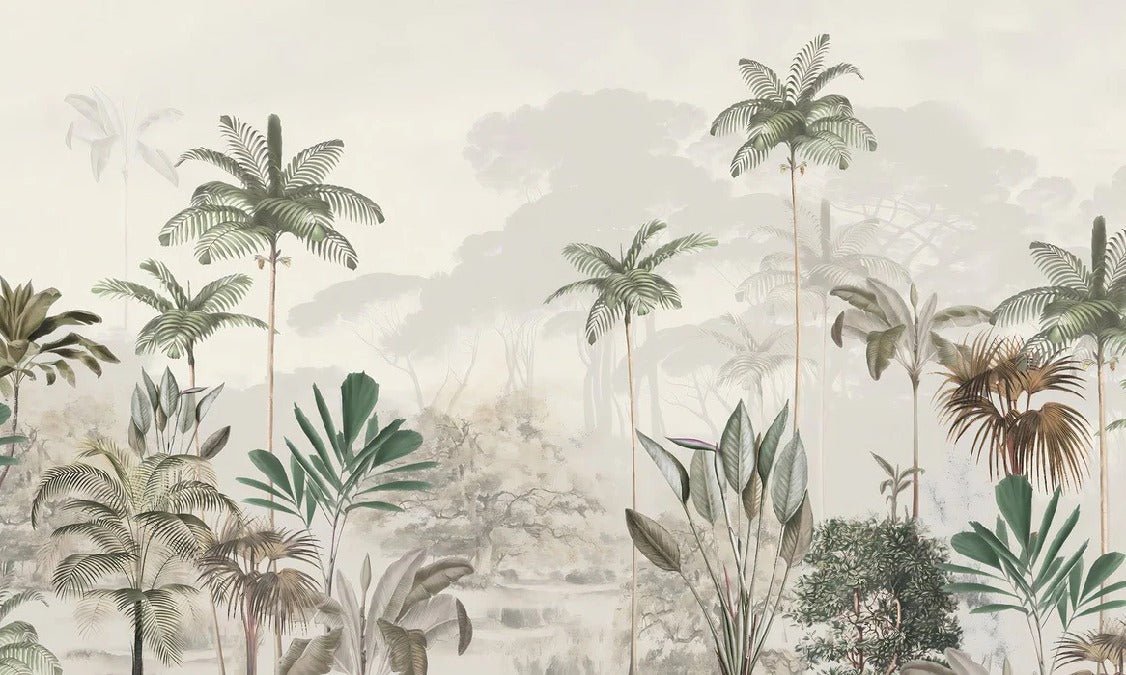 Panoramic jungle eden green wallpaper