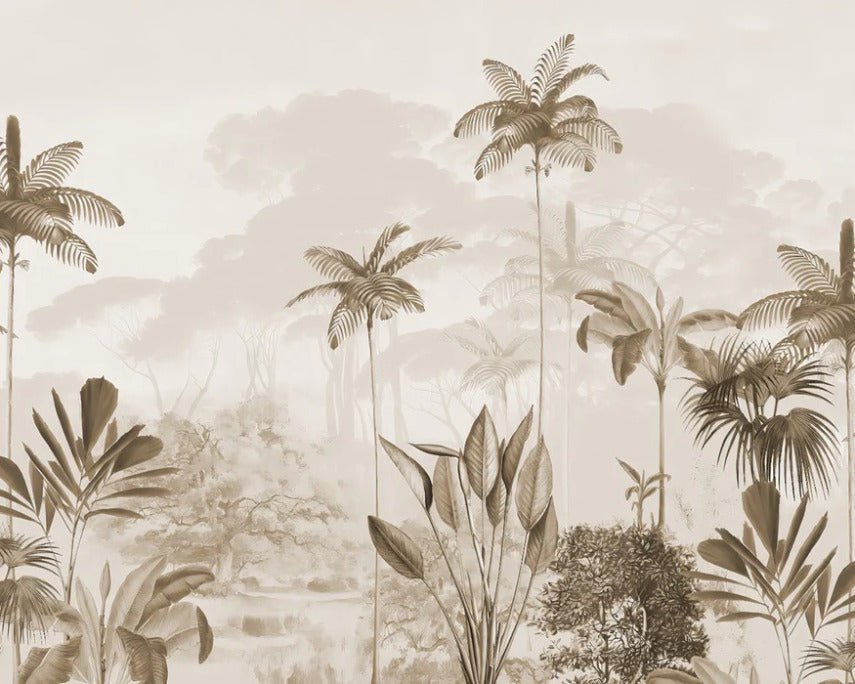 Panoramic jungle eden sepia wallpaper