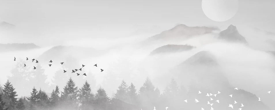 Mystic mountain mist wallpaper