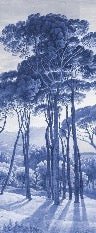 Italian historical landscape wallpaper blue
