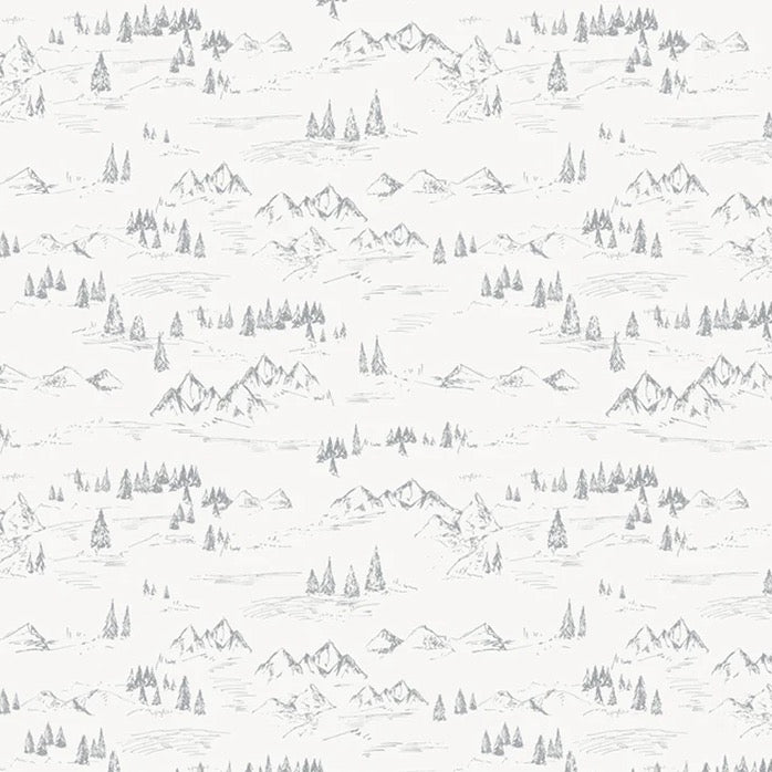 Mountain and fir tree illustration wallpaper