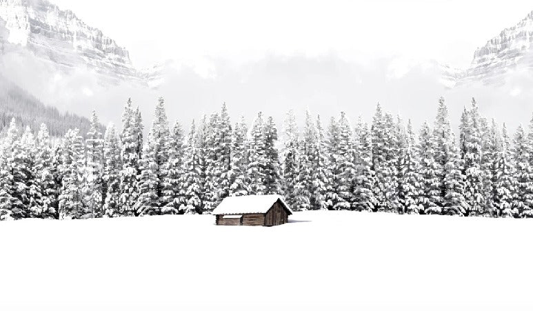 Panoramic mountain chalet wallpaper