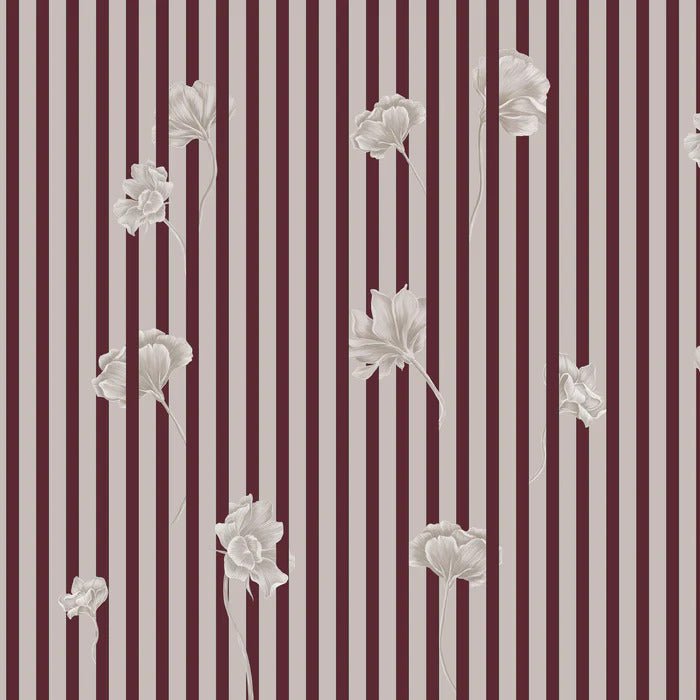 Floral stripe wallpaper