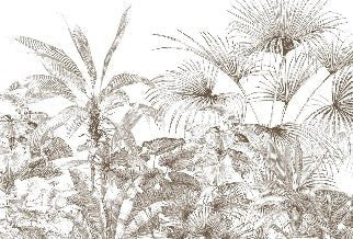 Monochrome engraving tropical wallpaper