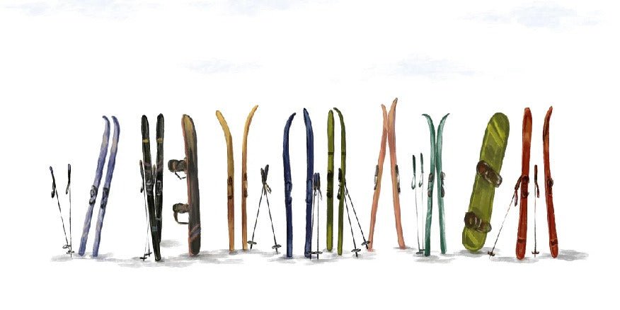 Panoramic wallpaper colorful skis