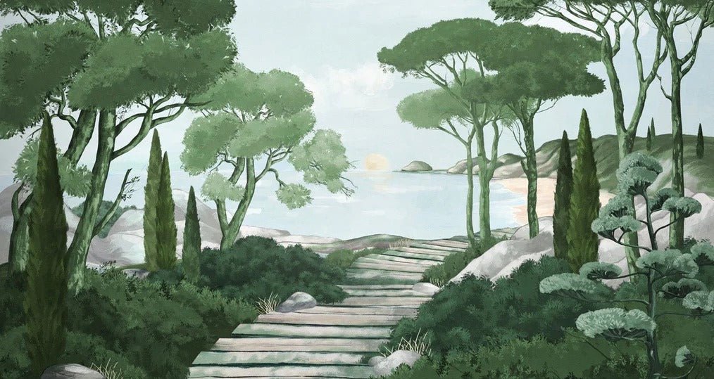 Stroll in the calanques wallpaper green