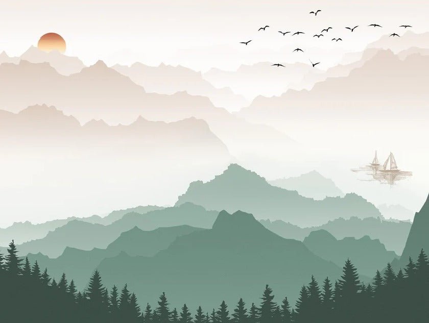 Terracotta mist mountain wallpaper