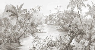 Picturesque jungle panoramic wallpaper