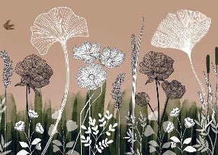 Addict floral panoramic wallpaper