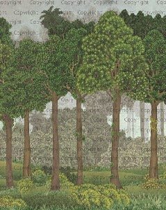 Large trees illustrated wallpaper