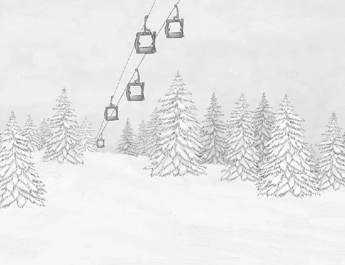 Black & white gondola mountain wallpaper