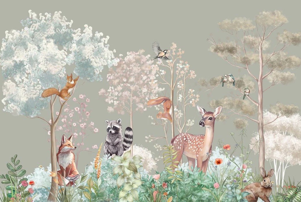 Children's bedroom wallpaper magic nature sage