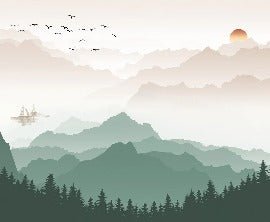 Terracotta mist mountain wallpaper