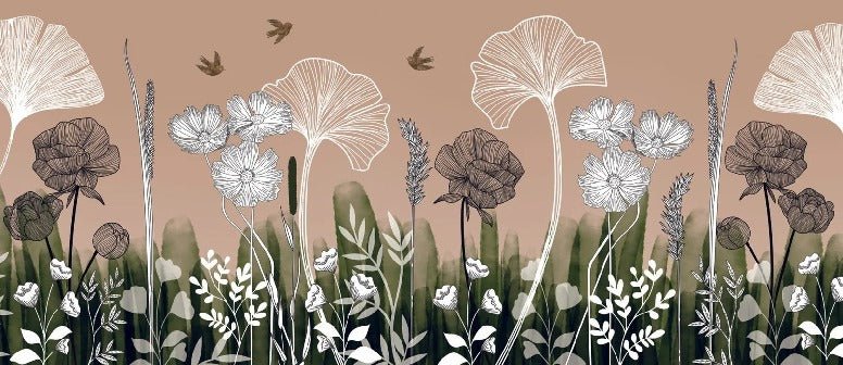 Floral addict panoramic wallpaper