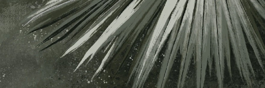 Panoramic retro palm green wallpaper