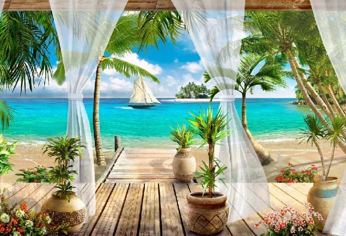 Windows Sea bathroom wallpaper