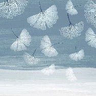 Bathroom wallpaper japandi blue gingko