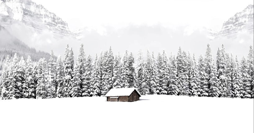 Panoramic mountain chalet wallpaper