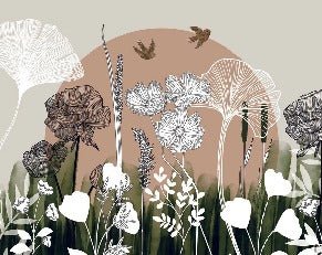 Panoramic floral wallpaper