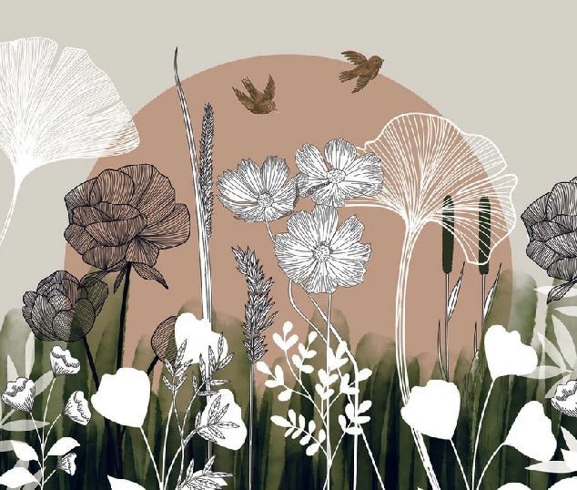 Panoramic floral wallpaper