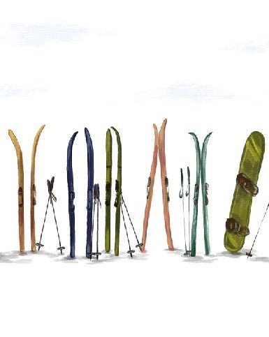 Colorful skis panoramic wallpaper