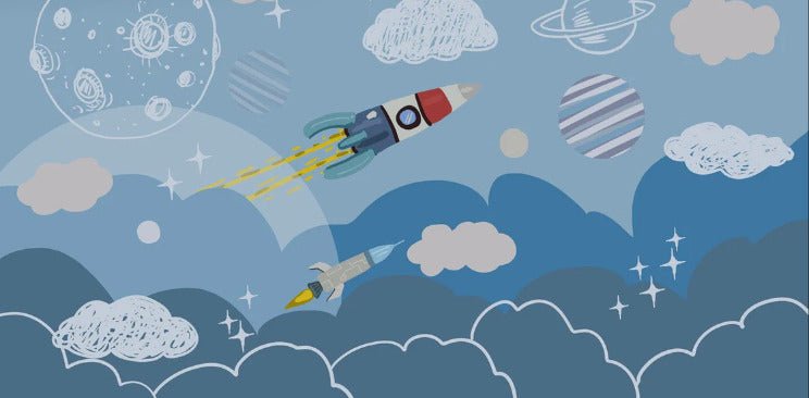 Children's wallpaper rocket space