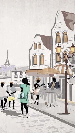 Papier peint wc Paris café en terrasse, XXL, tendance