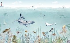 Panoramic sea life wallpaper