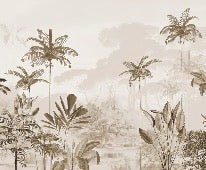 Panoramic jungle eden sepia wallpaper