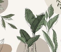 Graphic plant panorama wallpaper taupe